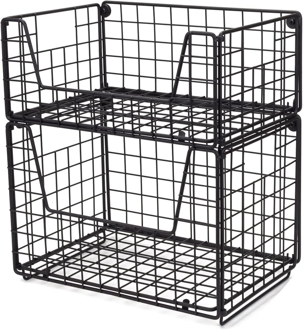 TIEYIPIN 2 Tier Metal Wire Storage Basket, Stackable Fruit Vegetable Food Bas...