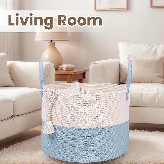 Woven Blanket Basket, 115L Large Rope Storage Bin - Image 5