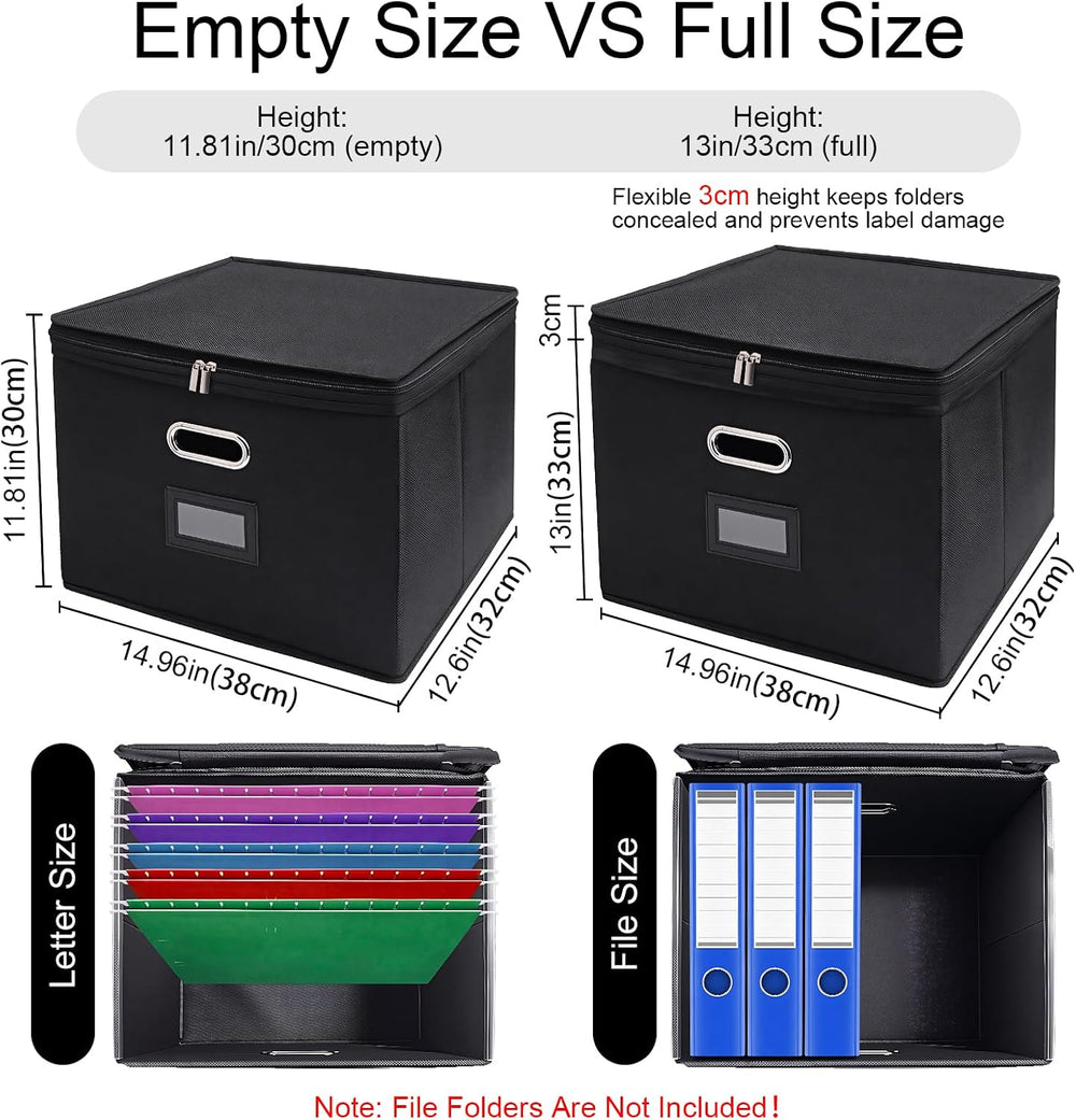 4 Pack File Organizer Boxes with Lids, Collapsible Document Storage Bin with ...
