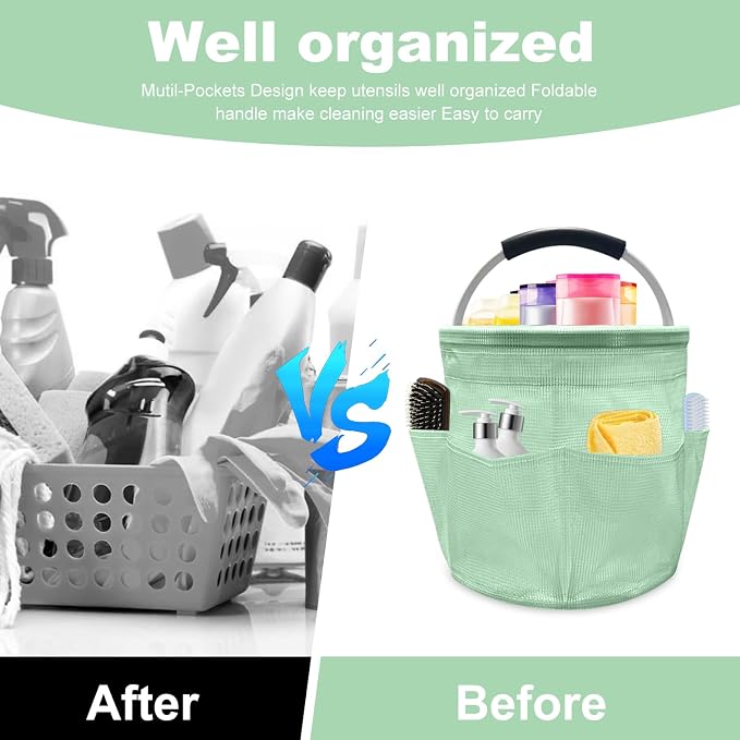 Qivine 17L Cleaning Caddy with Handle, Cleaning Supply Caddy Foldable Tool Bag - Image 3