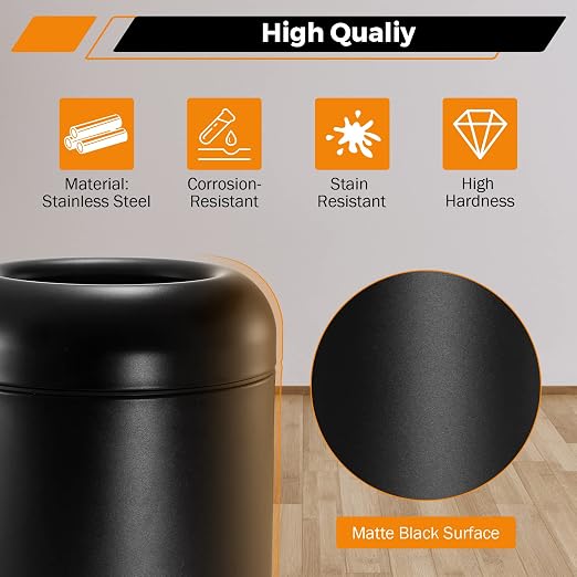 BEAMNOVA Commercial Trash Can 16.5 Gallon Open Top Outdoor Indoor Garbage - Image 3