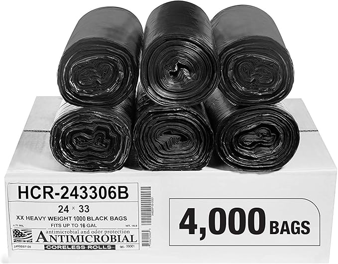 Aluf Plastics High Density Trash Bags, 16 Gallon, 6 Micron, by AlufPlastics