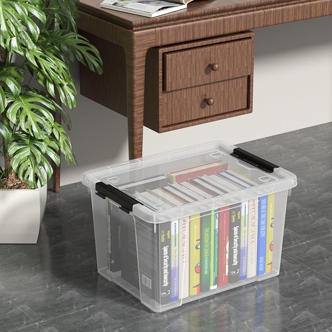 Set of 4 34 L Stackable Plastic Storage Bins - Image 4