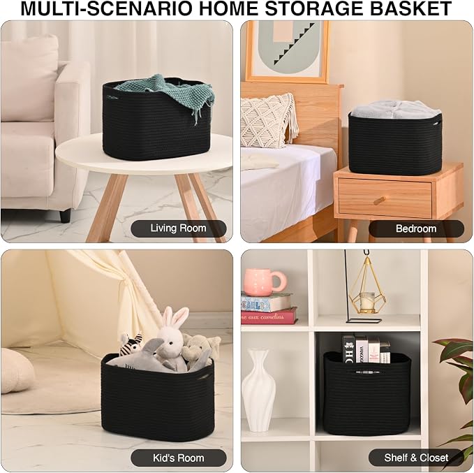 Woven Cotton Rope Storage Basket - Image 4
