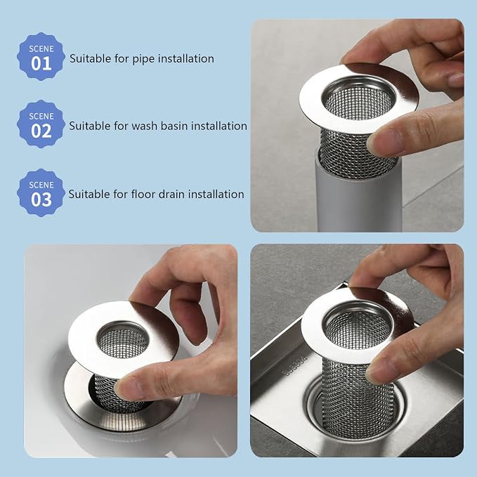 Resdenio Bathroom Sink Drain Strainer Stainless Steel, 2 Pack Floor Drain - Image 3