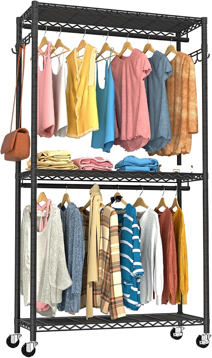 Clothes Rack, Clothing Racks for Hanging Clothes, 3 Tiers Adjustable Garment by VyGrow