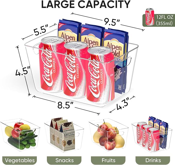 BALEINE Clear Plastic Storage Bins, Pantry Organization, BPA Free Stackable - Image 4