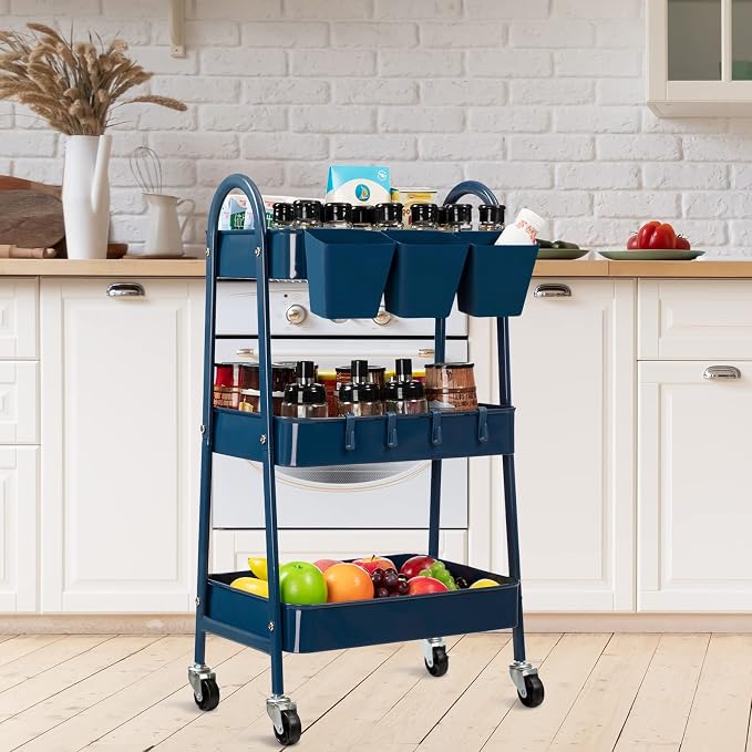 danpinera 3-Tier Rolling Cart, Metal Rolling Storage Cart - Image 6