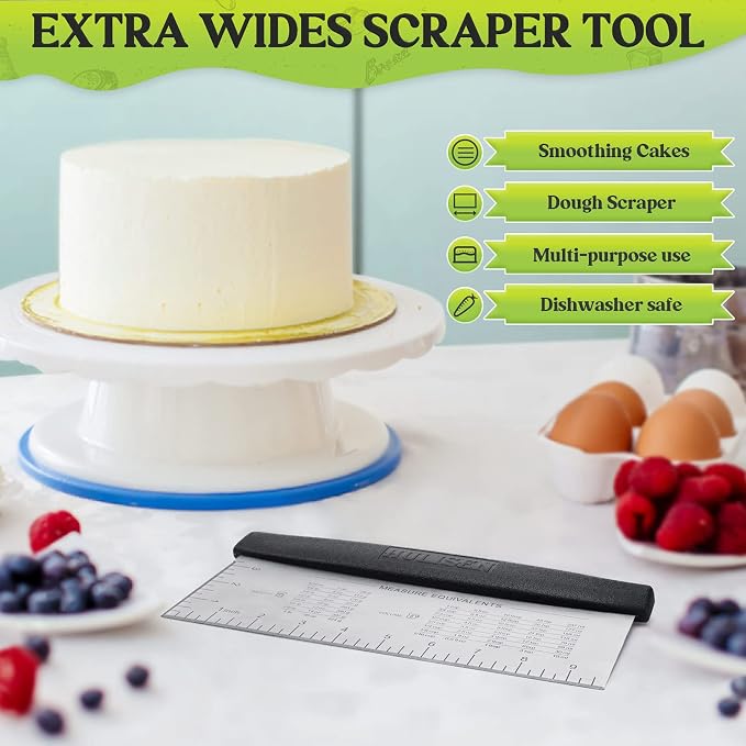 HULISEN Large Bench Scraper for Baking, 10 inch Dough Pastry Scraper - Image 3