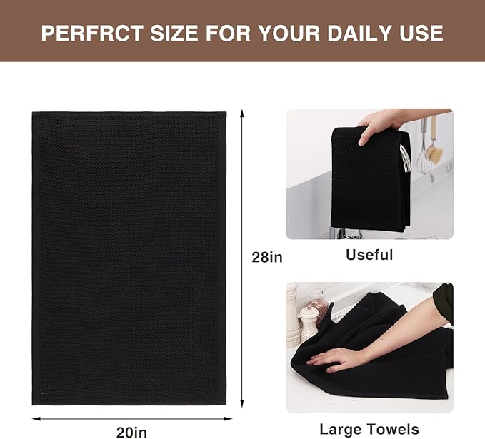 Homaxy 100% Cotton Oversized Waffle Weave Kitchen Dish Towels, Ultra Soft - Image 3