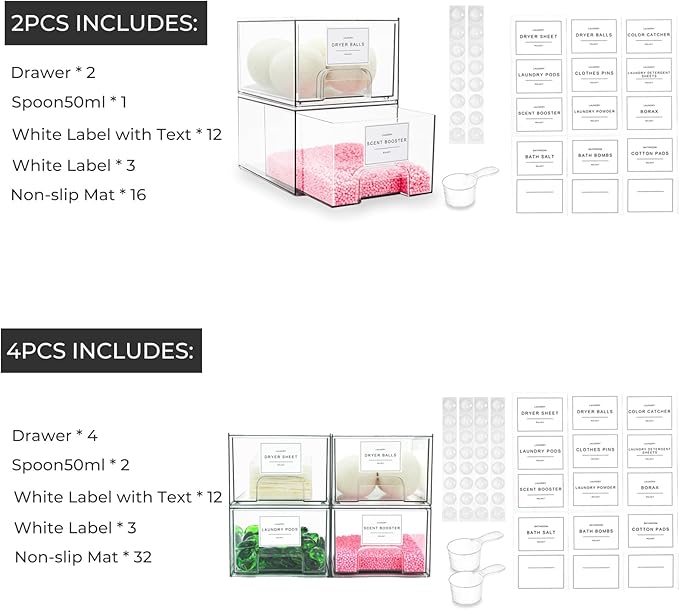 2 Pack Laundry Room Organization Storage Drawers - Image 3