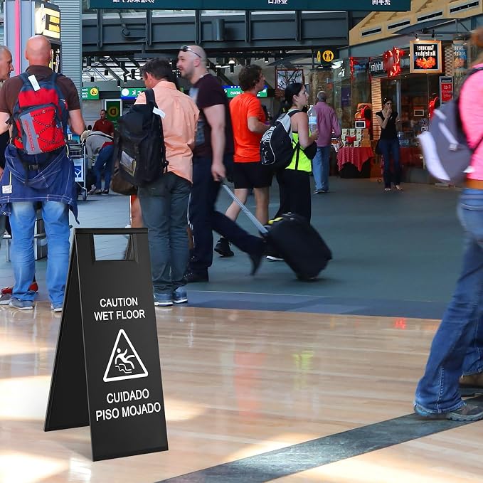 LEIFIDE 4 Pcs Stainless Steel Wet Floor Caution Sign Bulk 8.8 Pound Portable - Image 6