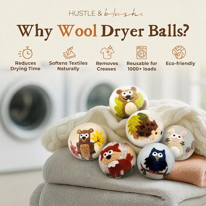 Fluff Ewes Wool Dryer Balls 6 Pack Premium New Zealand Wool Laundry Balls - Image 2