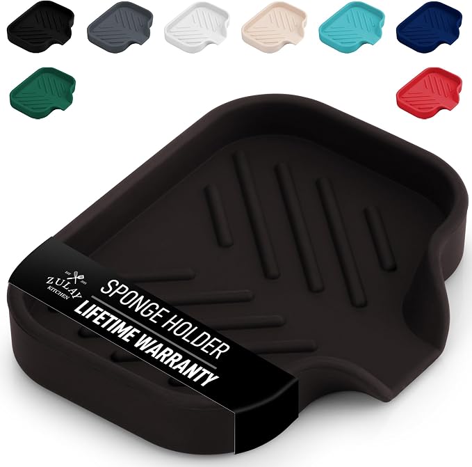 Zulay Kitchen Small Silicone Sponge Holder – Space-Saving Sink Organizer Tray by ZulayKitchen