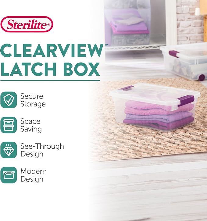 Sterilite 36-Pack 15 Quart Clearview Latch Box, Stackable Organizer Bins - Image 2