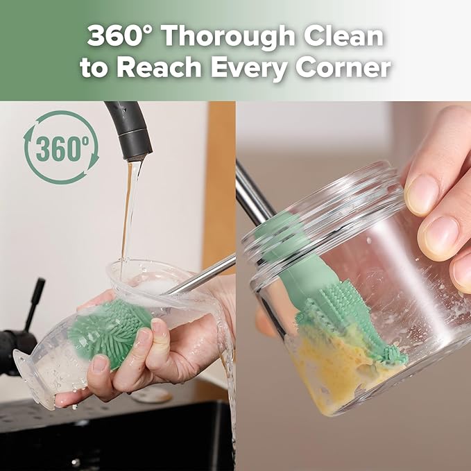 haakaa Cleaning Brush Silicone Bottle Brush Double-Ended Soft Silicone Bristles - Image 3