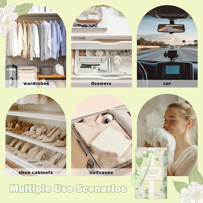 SCENTORINI Scented Sachets for Drawers and Closets, Gardenia Scent 14 Pack - Image 5