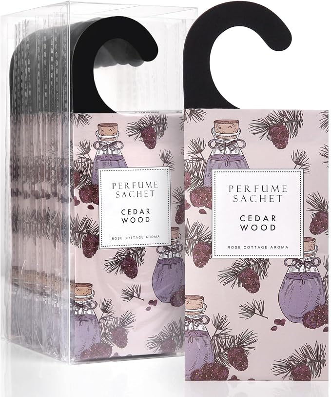ROSE COTTAGE Large 12 Packs Cedar Wood Hanging Closet Deodorizer Air Freshener by ROSECOTTAGE