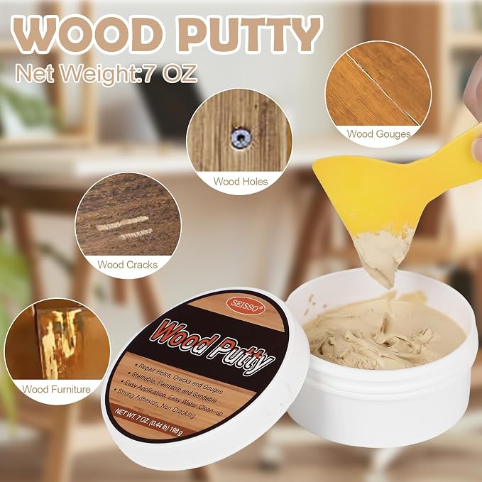 SEISSO Wood Putty, Wood Putty Outdoor Waterproof, Wood Repair Putty Stainable - Image 2