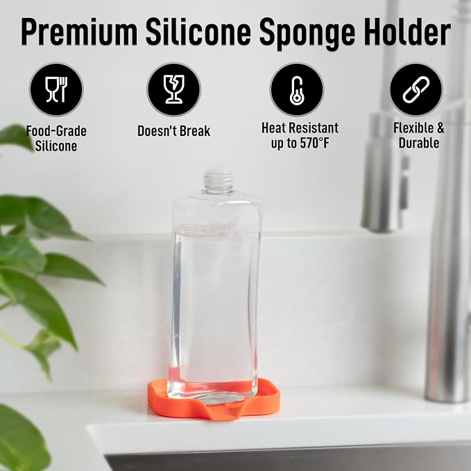 Zulay Kitchen Small Silicone Sponge Holder – Space-Saving Sink Organizer Tray - Image 2