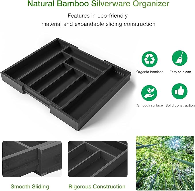 Pipishell Bamboo Expandable Drawer Organizer - Image 6
