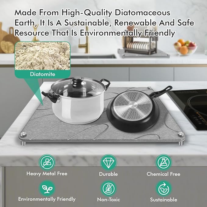 Stone Drying Mat For Kitchen Counter Superb Absorbent Diatomaceous Earth Mats - Image 2