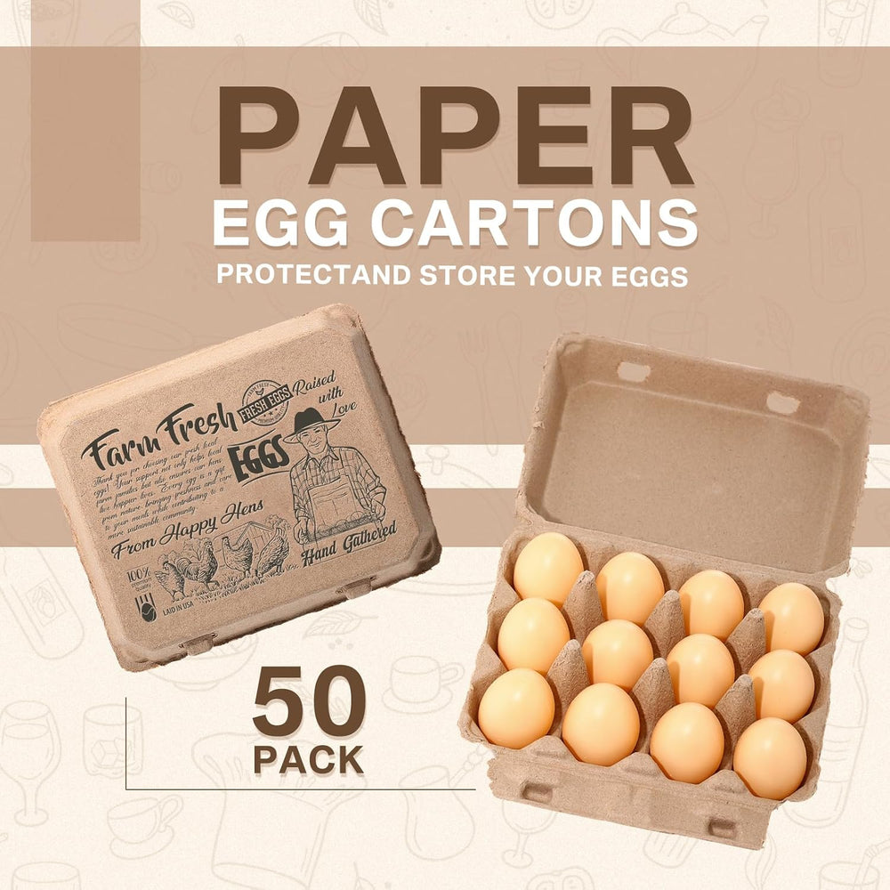 Honeydak 50 Pcs Egg Cartons Bulk 12 Count 3x4 Style Pulp Paper Egg Tray Dozen...