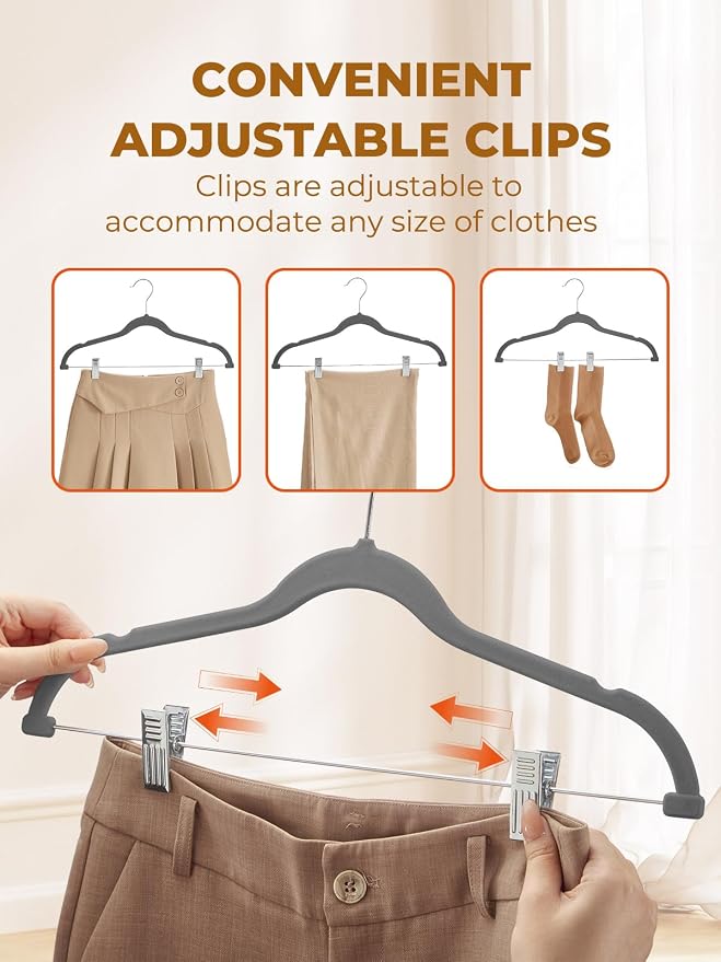 HOUSE DAY Velvet Skirt Hangers 36 Pack, Space Saving Slim Velvet Pant Hangers - Image 5