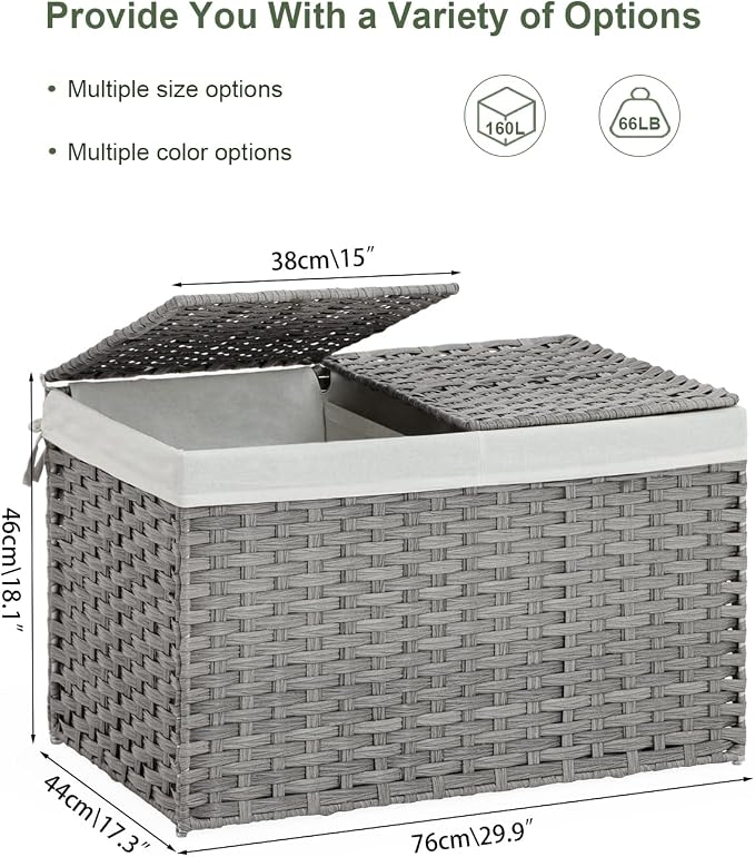 Storage Basket with Lid Wicker Baskets - Image 4