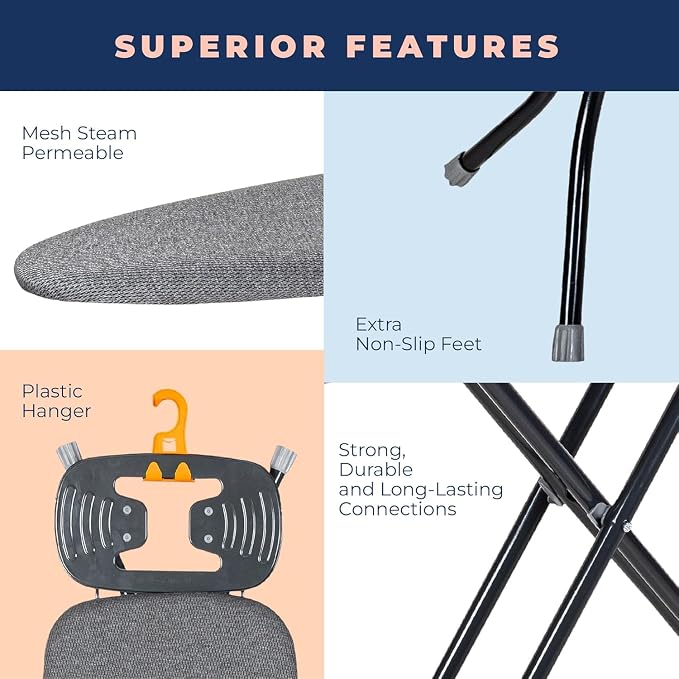 Ironing Board with Iron Rest, Iron Board with 3 Layers Extra Thick Cover - Image 3