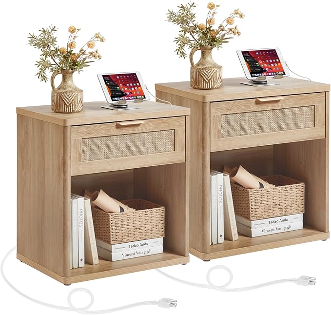 LEYAOYAO Rattan Nightstands Set of 2 by LEYAOYAO-Findtheshiningpointofyourideallife%EF%BC%81
