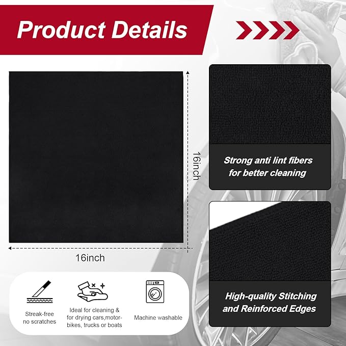 200 Pcs Microfiber Cleaning Cloth 16x16 Inch Microfiber Towels - Image 2