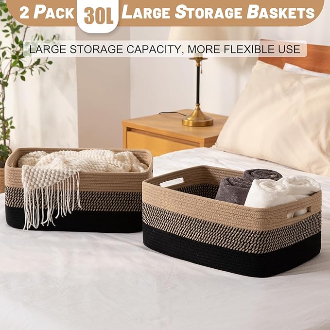 Large Storage Basket for Organizing, Woven Rope Basket for Shelves, Closet - Image 4