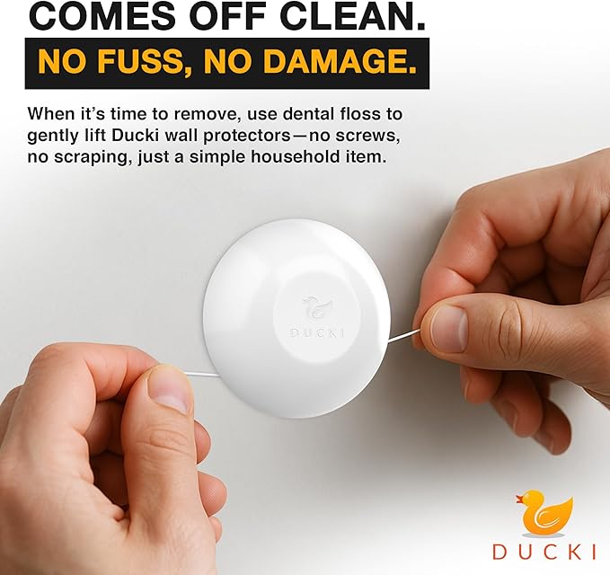Ducki Wall Protectors -4 Pack White- Self Adhesive, Reusable Solution - Image 4