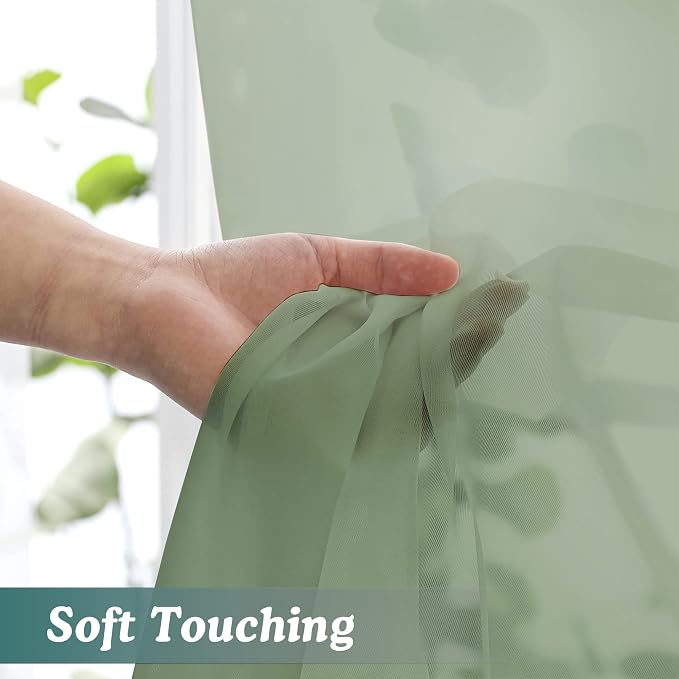 Chyhomenyc Sage Green Sheer Scarf Valances - Image 4
