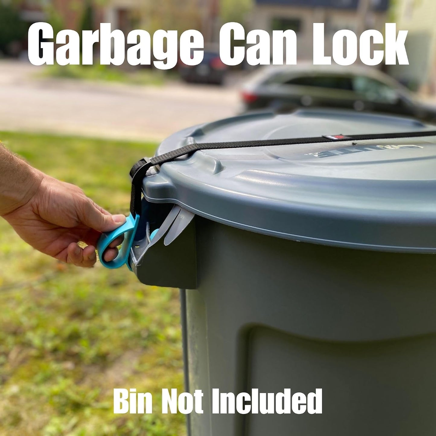 SideArm Trash Can Lock for Round Bins with Handles (Bin Not Included) – No Drill Strap Secures Lid Against Animals & Wind – Fits 20–55 Gallon Garbage Cans (Bin Not Included)