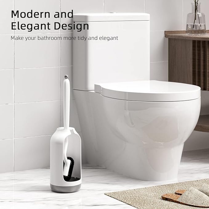HAMITOR Toilet Bowl Brush Holder Set: 3 Pack Bathroom Deep Cleaning Toilet - Image 6