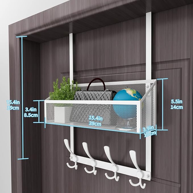 Over The Door Hooks Organizer, Coat Rack Over The Door Storage Hanger Towel Rack - Image 7
