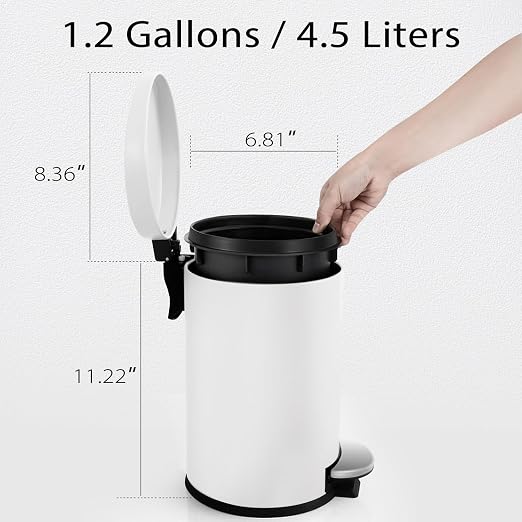 TIPGO Small Trash Can with Lid Soft Close, 4.5 Liters / 1.2 Gallon Bathroom - Image 5