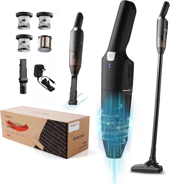 Cordless Stick/Handheld Vacuum Cleaner, 10-17Kpa 2-Level Powerful Suction by REECOOYourBestCleaningPartner