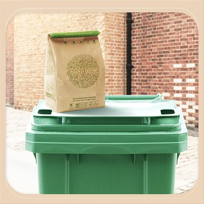 Hytrend-Kitchen Food Waste Bag-35 Bags-%100 Compostable paper Bag - Image 6