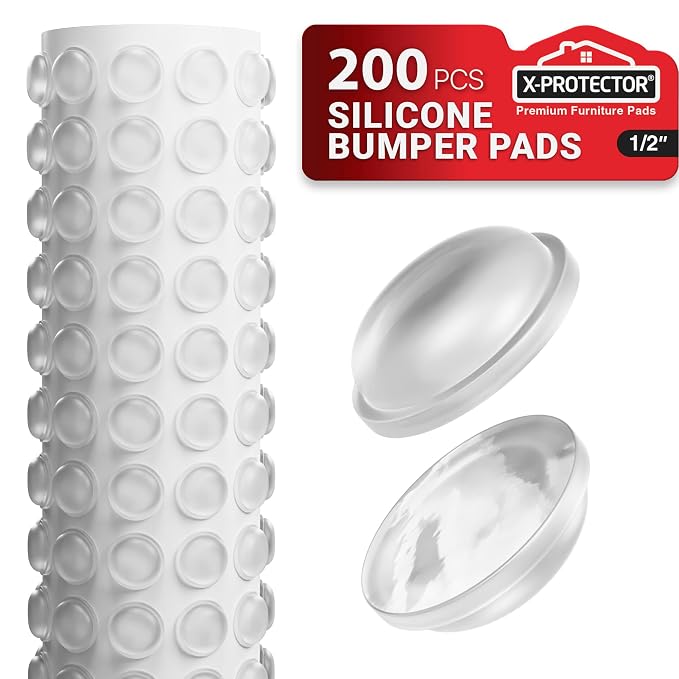 X-Protector Cabinet Door Bumpers 200 PCS – 1/2" Silicone Clear Bumpers – Ideal by X-Protector