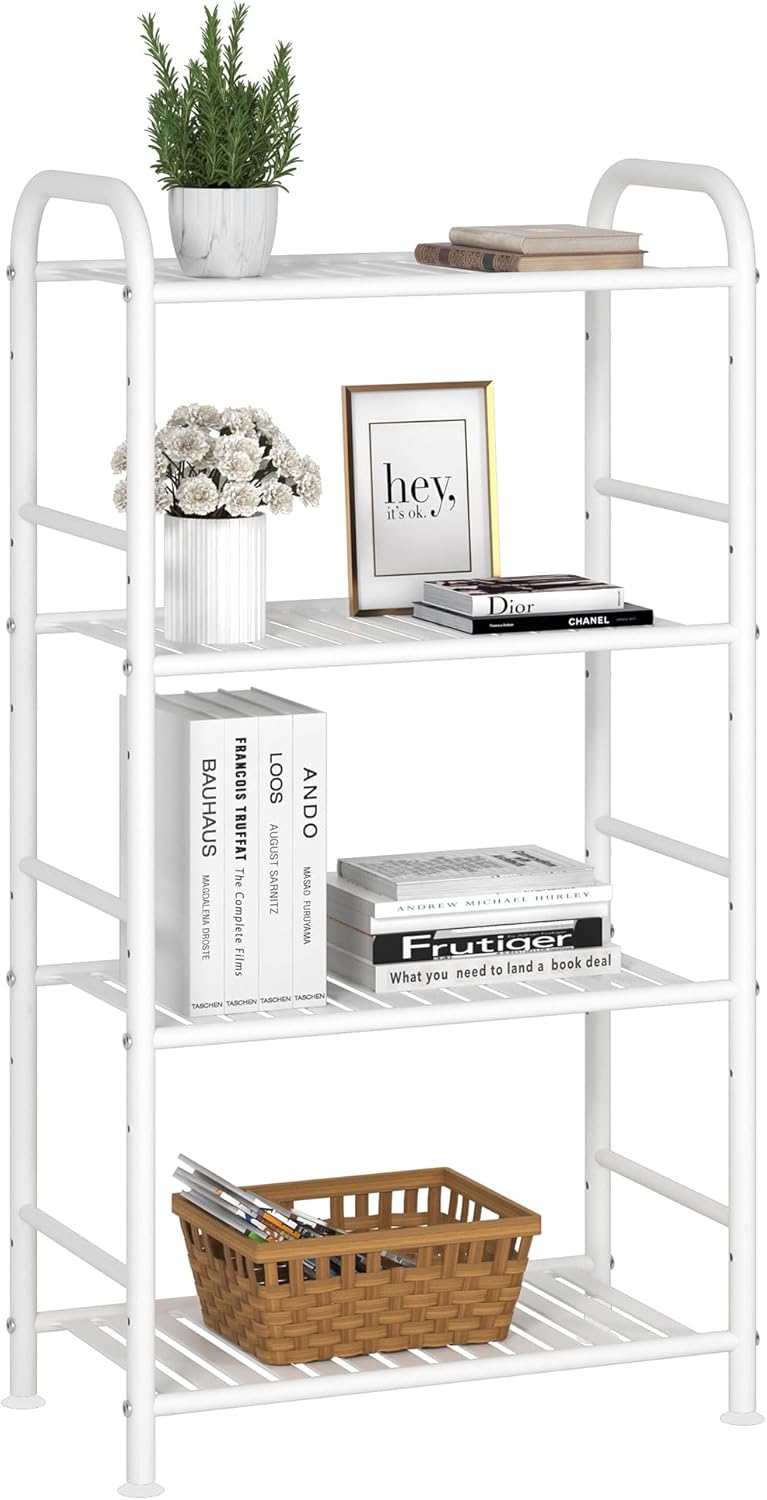 JSB 4-Tier Adjustable Shelving Unit, Heavy Duty Storage Rack Organizer Metal ...