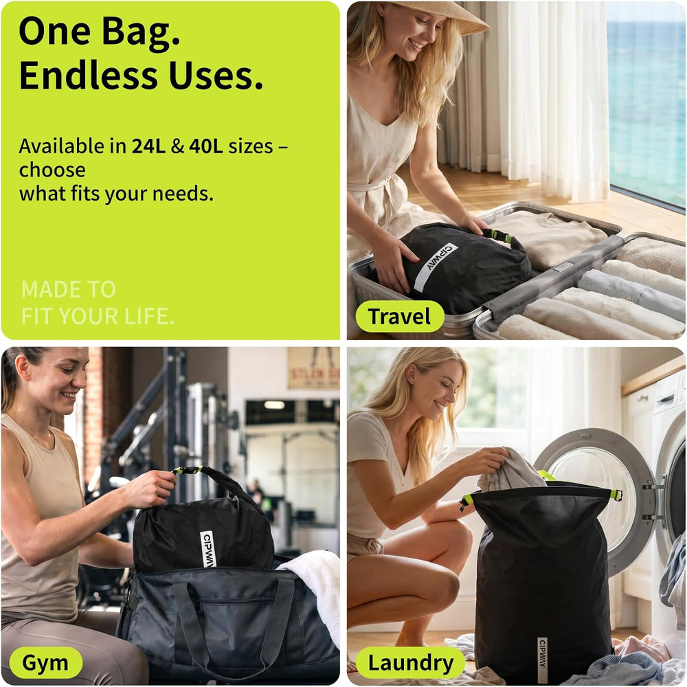 Travel Compression Laundry Bag for Dirty Clothes, 40L 2Pack