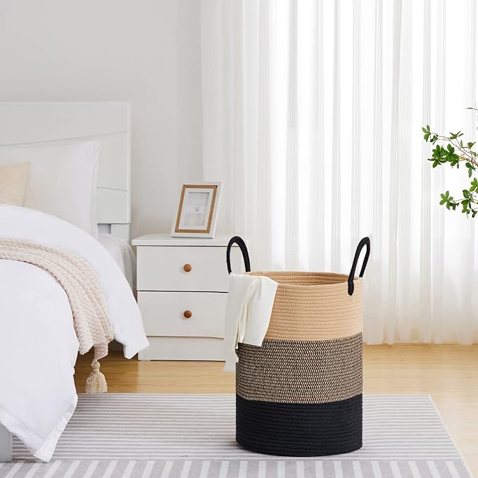 VIPOSCO Large Laundry Hamper, Tall Woven Rope Storage Basket - Image 4