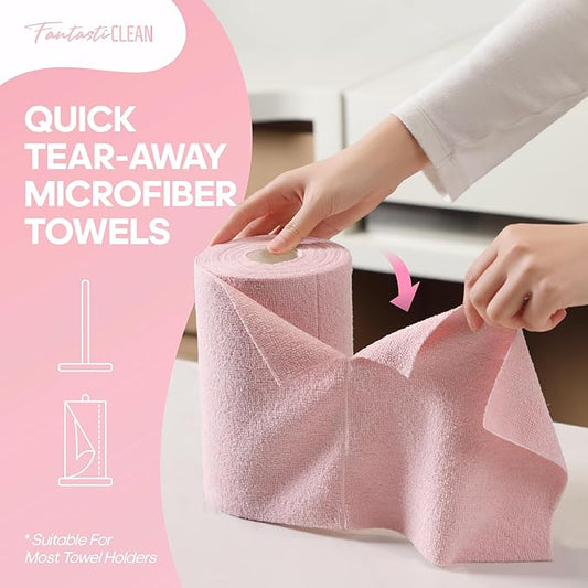 Fantasticlean Microfiber Cleaning Cloth Roll 2 Rolls 120 Pack, Tear Away - Image 2