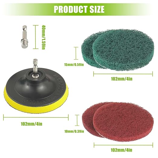 4 Inch Scrub Drill Brush Power Scouring Pads Household Cleaning Set - Image 2