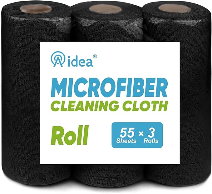 AIDEA Microfiber Cleaning Cloth 165 Sheets 3 Roll, Shop Rags Washable, Cleaning by AIDEAHOME