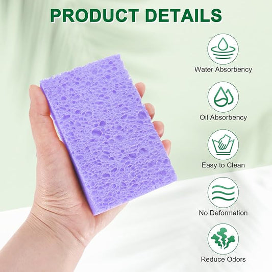 6-Pack Kitchen Sponges, Condense Eco Cellulose Non-Scratch Scrub Heavy Sponge - Image 2