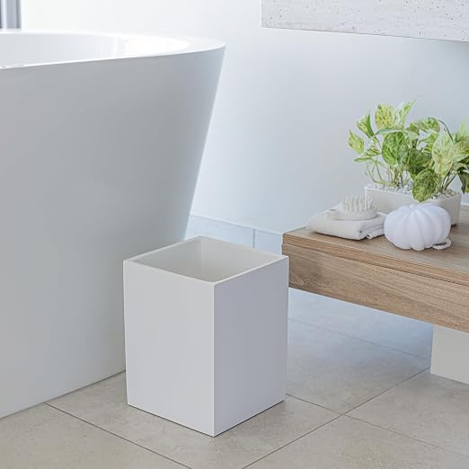 Matte White Square Small Trash Can, 2 Gallons / 7.5L Garbage Can, Waste Basket - Image 7